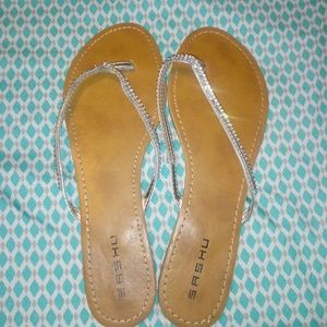 Sashu rhinestone flip flops